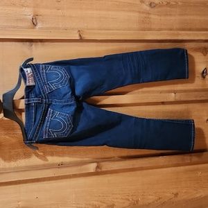 TRUE Religion Capris Dark Wash Stretch Denim Women's 28 Contrast Stitch